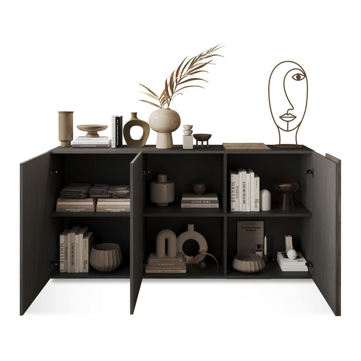 BEST MOBILIER Leon - buffet bas - 3 portes - 181 cm