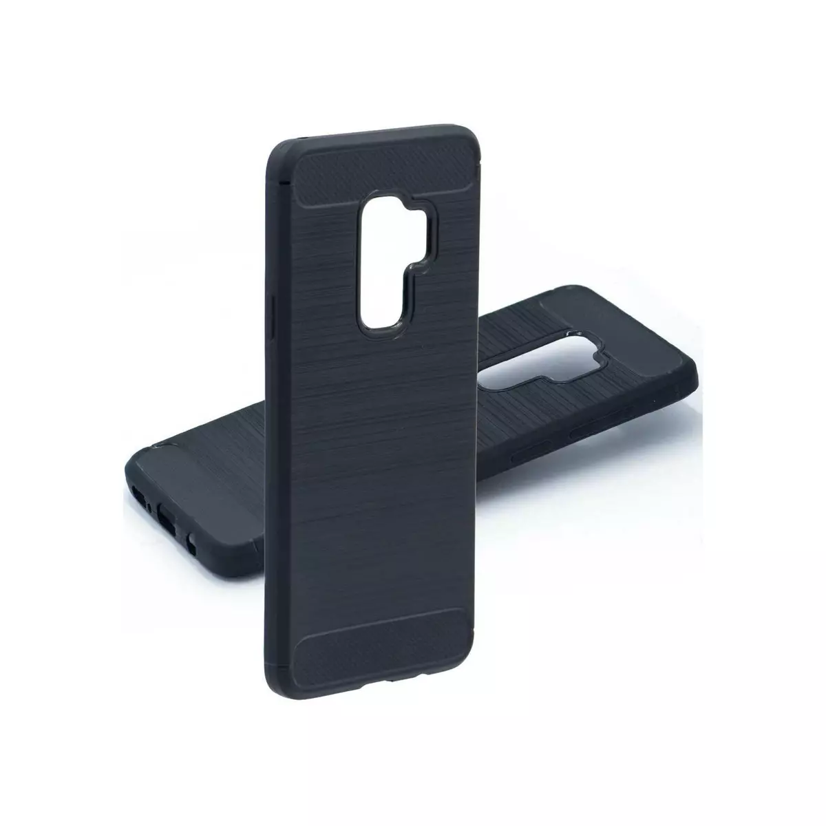 amahousse Coque Galaxy S9 Plus souple noire effet carbone brossé