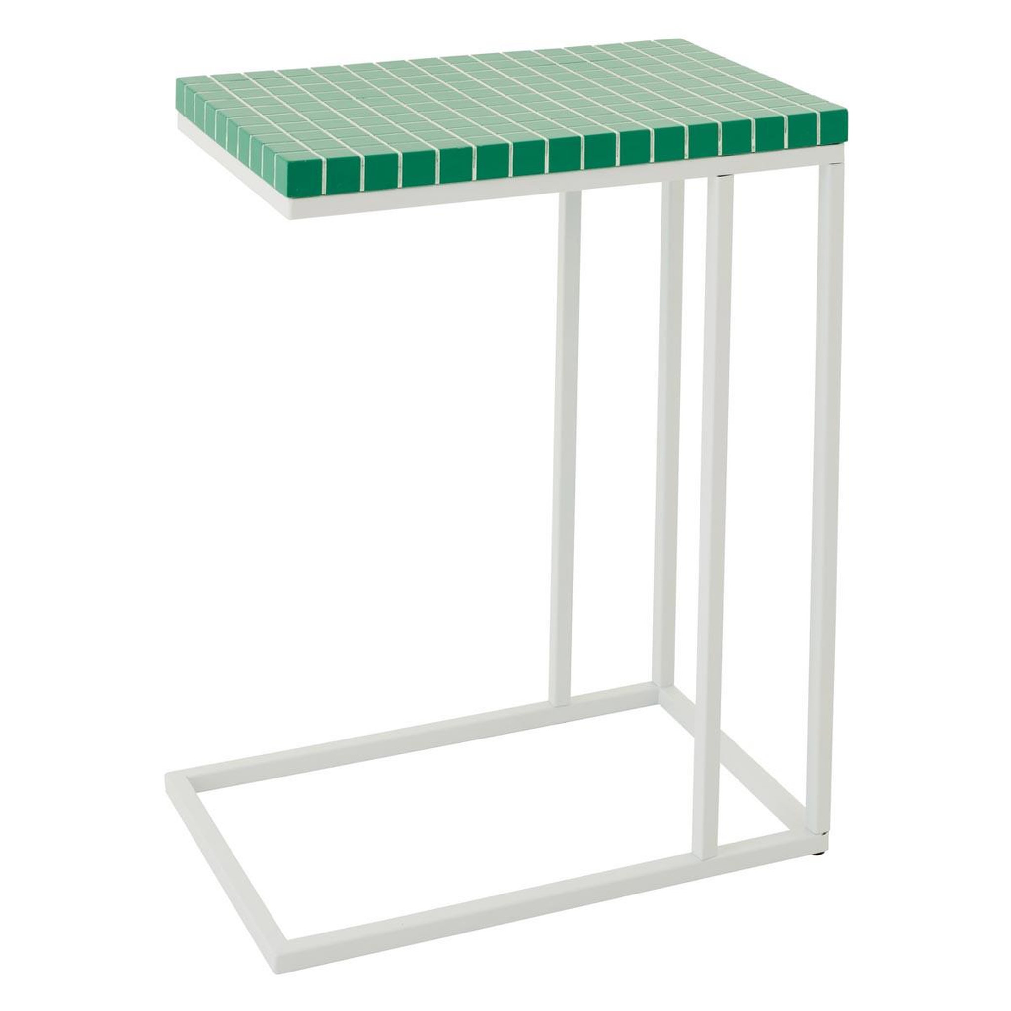 J-LINE Table d'appoint à carreaux  spia  60cm vert & blanc