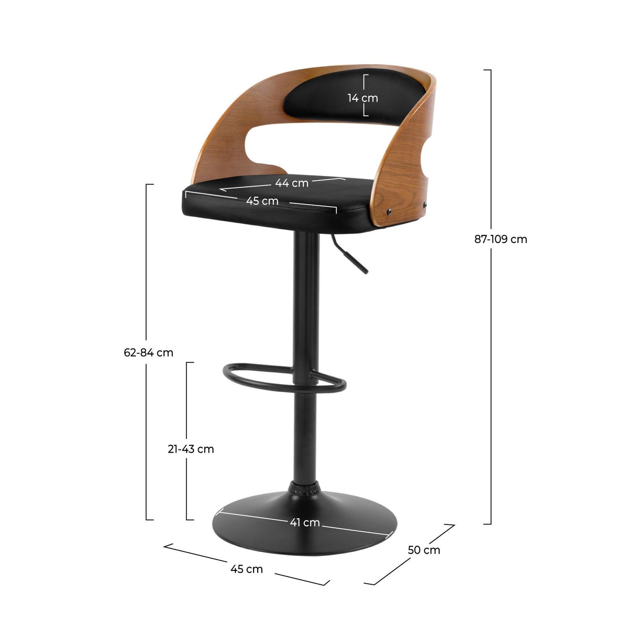 Voir la diapositive 4 : MAISON PAVANE Chaise de bar réglable 62/84 cm en cuir synthétique noir-louis
