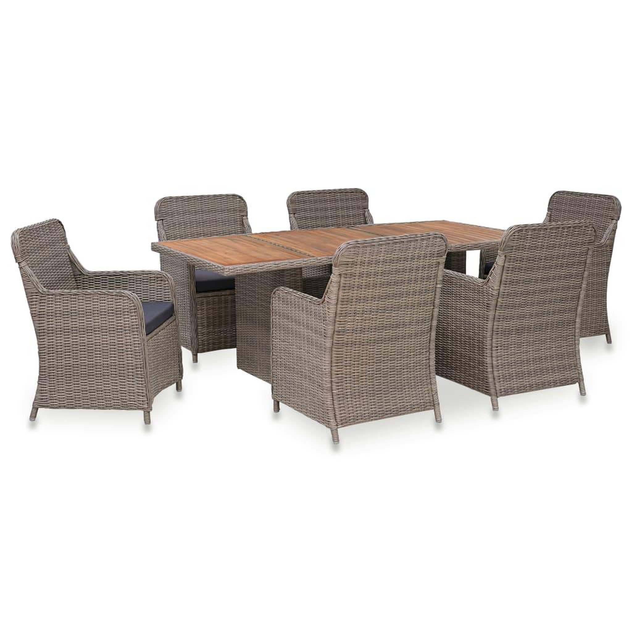 Voir la diapositive 1 : VIDAXL Ensemble a manger d'exterieur 7pcs avec coussins Resine tressee