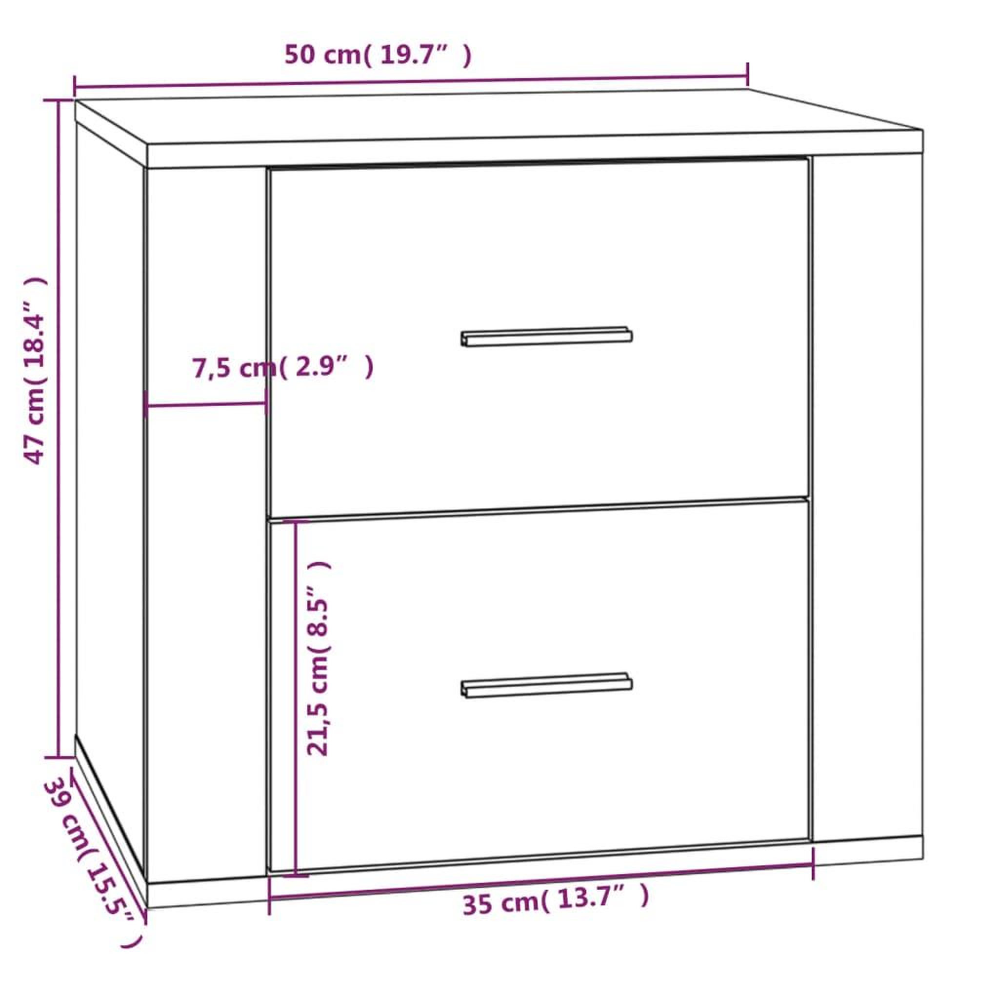 Voir la diapositive 6 : VIDAXL Table de chevet Chene marron 50x39x47 cm