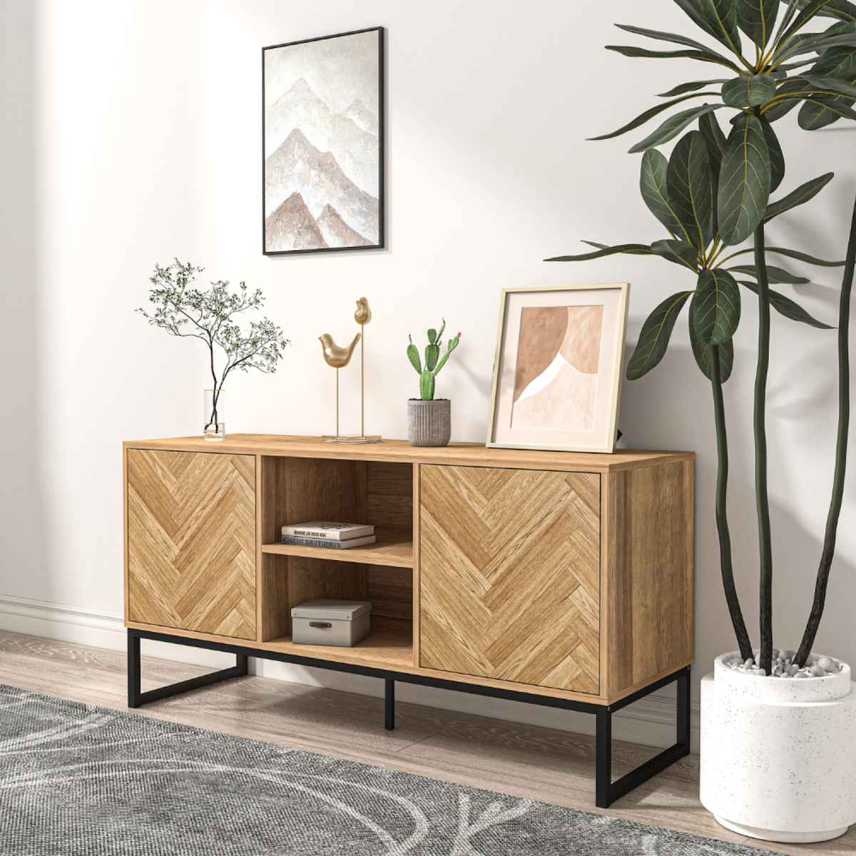 CONCEPT USINE Buffet 2 portes et 2 niches CHEVRON