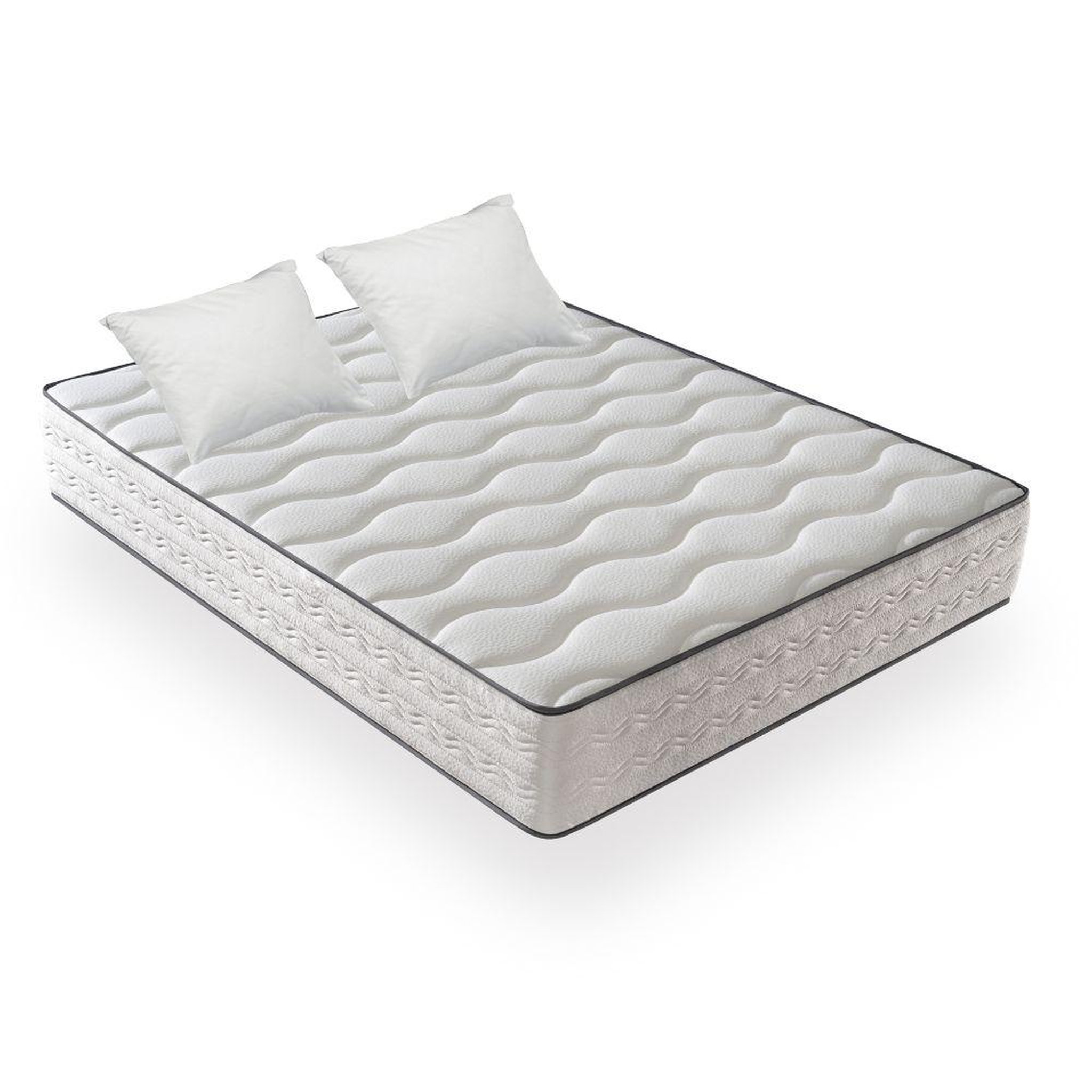 Voir la diapositive 1 : DAGOSTINO HOME Matelas Mousse 140x190 + 2 Oreillers 60x60 - Côté Été/hiver - H25 Cm