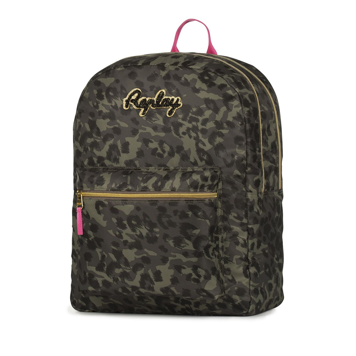  Sac à dos 2 compartiments fille Replay kaki imprimé léopard