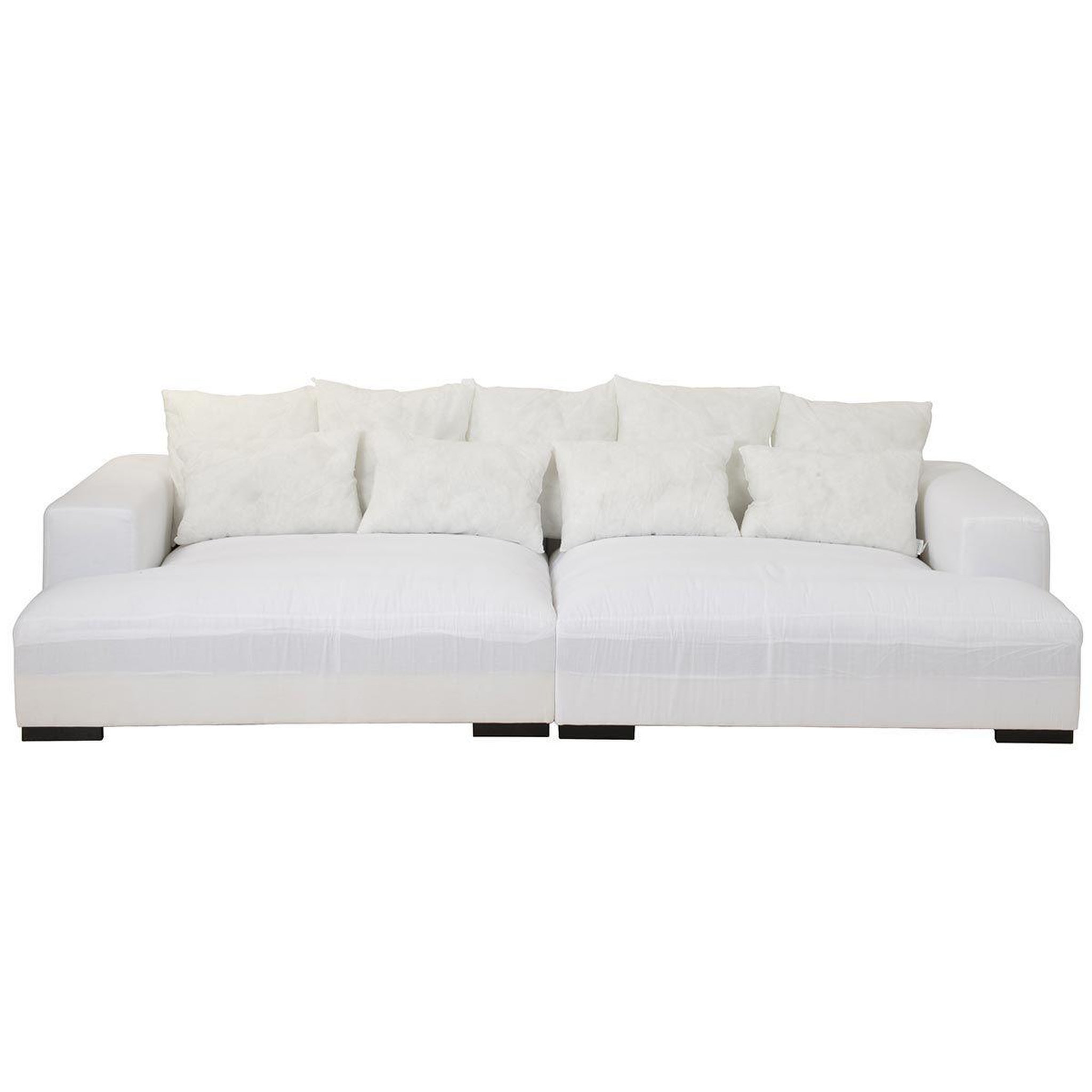 Voir la diapositive 2 : J-LINE Canapé design 9 coussins  monaco  330cm blanc