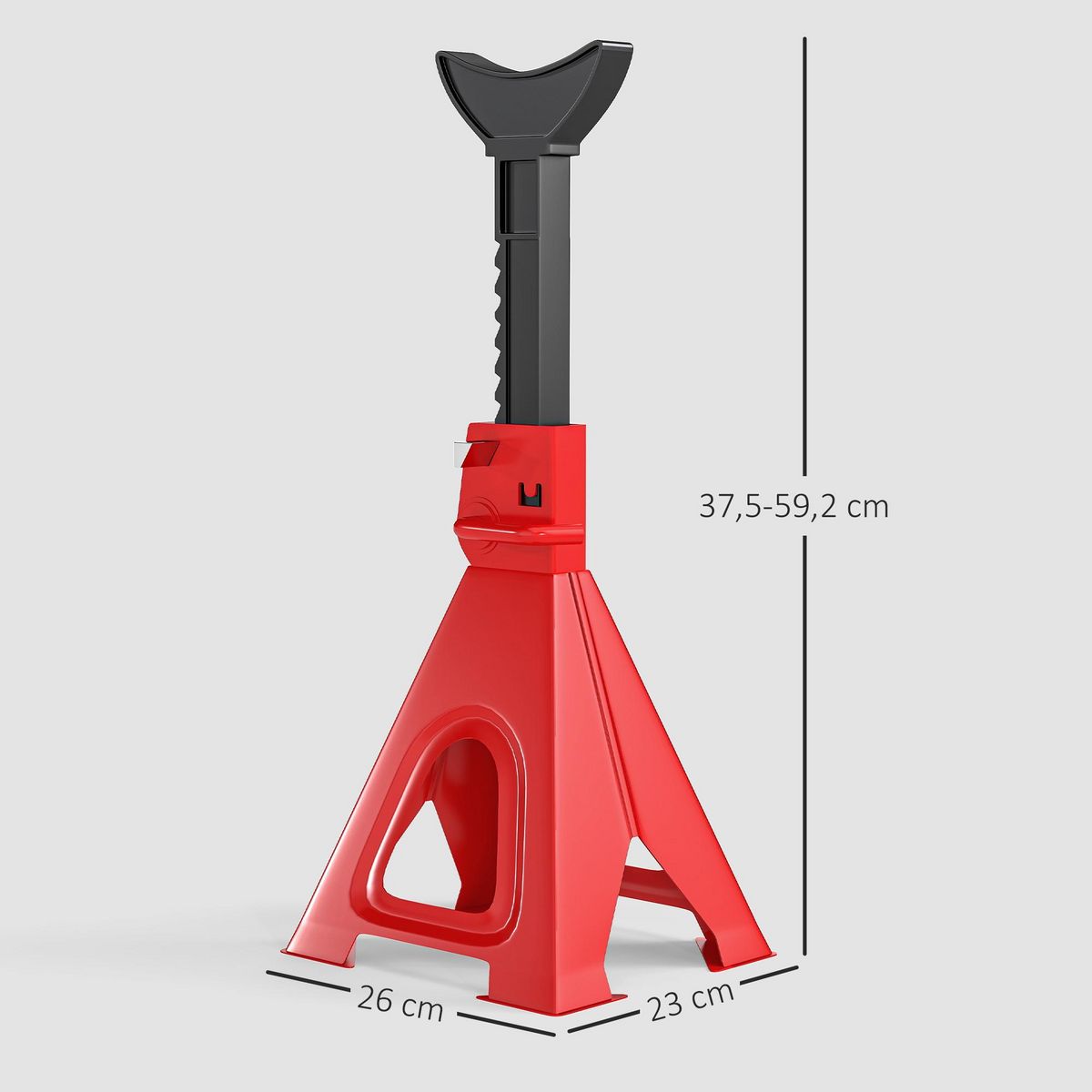 HOMCOM Lot de 2 chandelles - jusqu'à 6000 Kg par chandelle - H.375-592 mm - 4 pieds - acier rouge noir