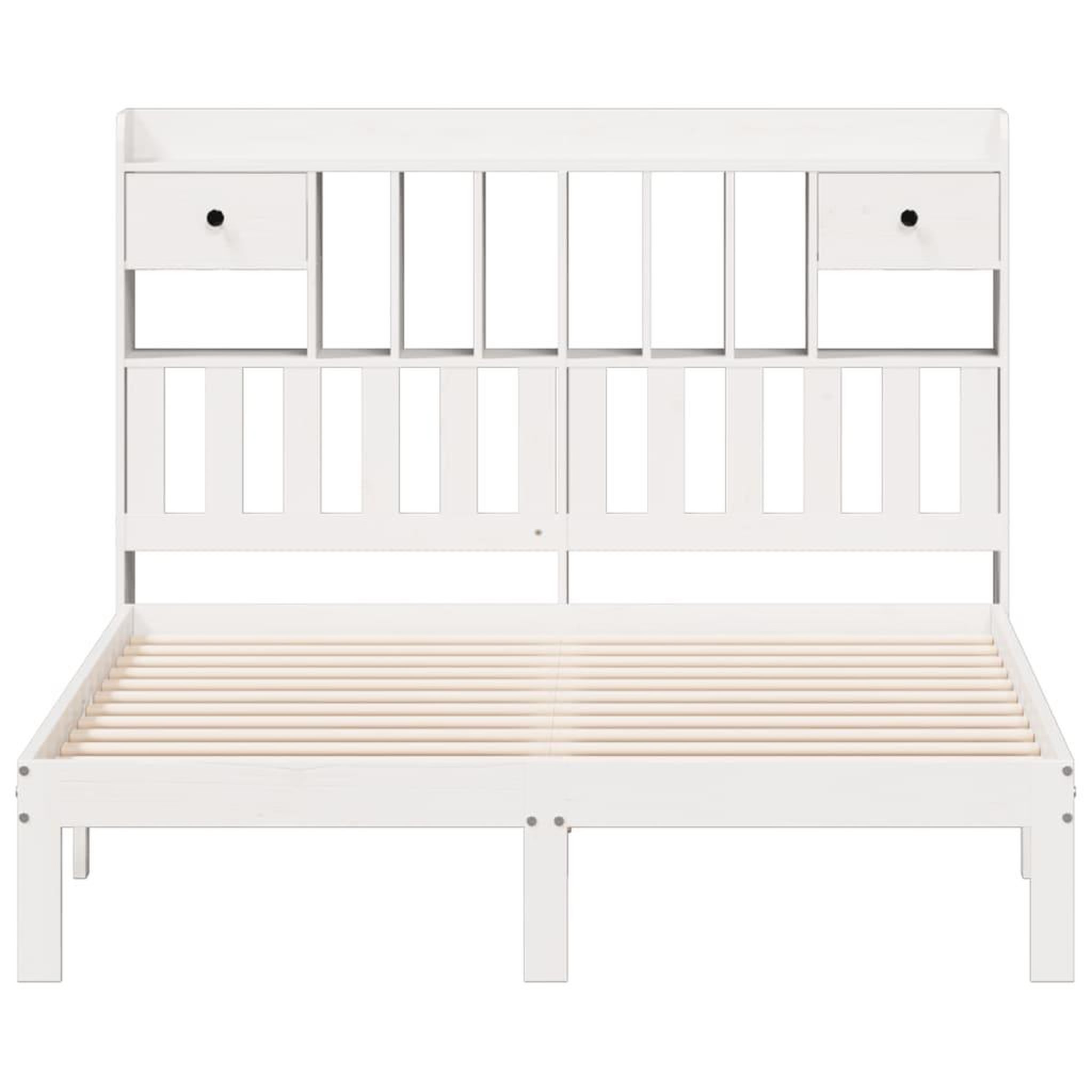 Voir la diapositive 4 : VIDAXL Lit bibliotheque sans matelas blanc 140x200 cm bois pin massif