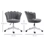 VINSETTO Chaise de bureau design coquillage - hauteur réglable, pivotante - revêtement velours grand confort gris