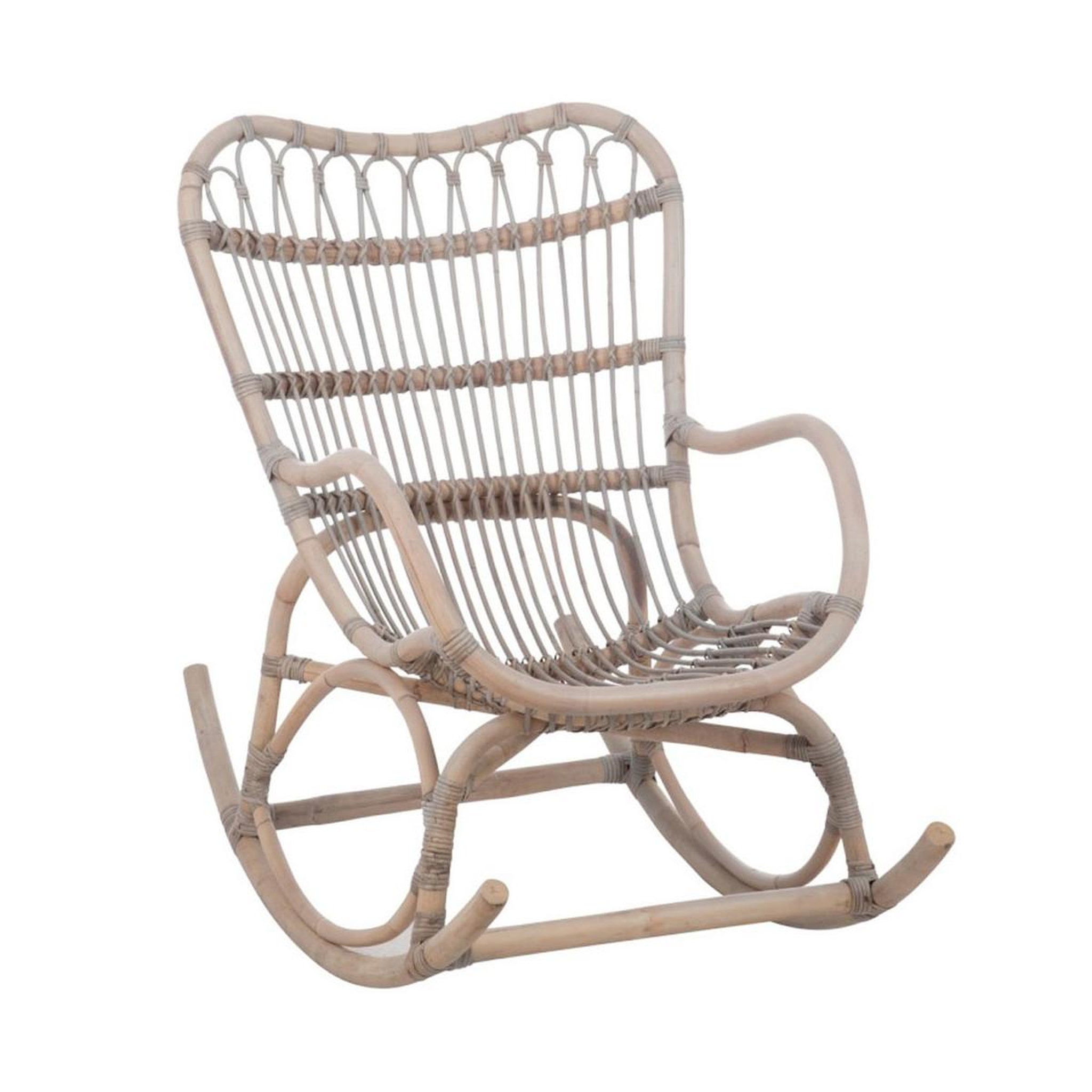Voir la diapositive 1 : J-LINE Fauteuil à bascule en rotin  washi  110cm gris