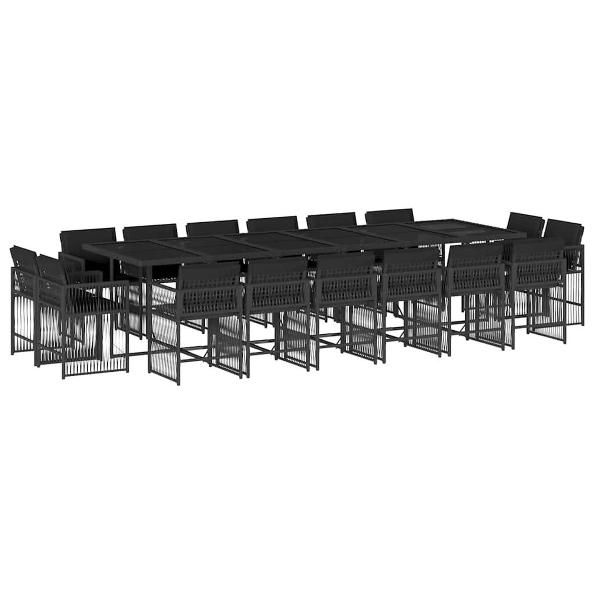 Voir la diapositive 2 : VIDAXL Ensemble a manger de jardin 17 pcs coussins noir resine tressee