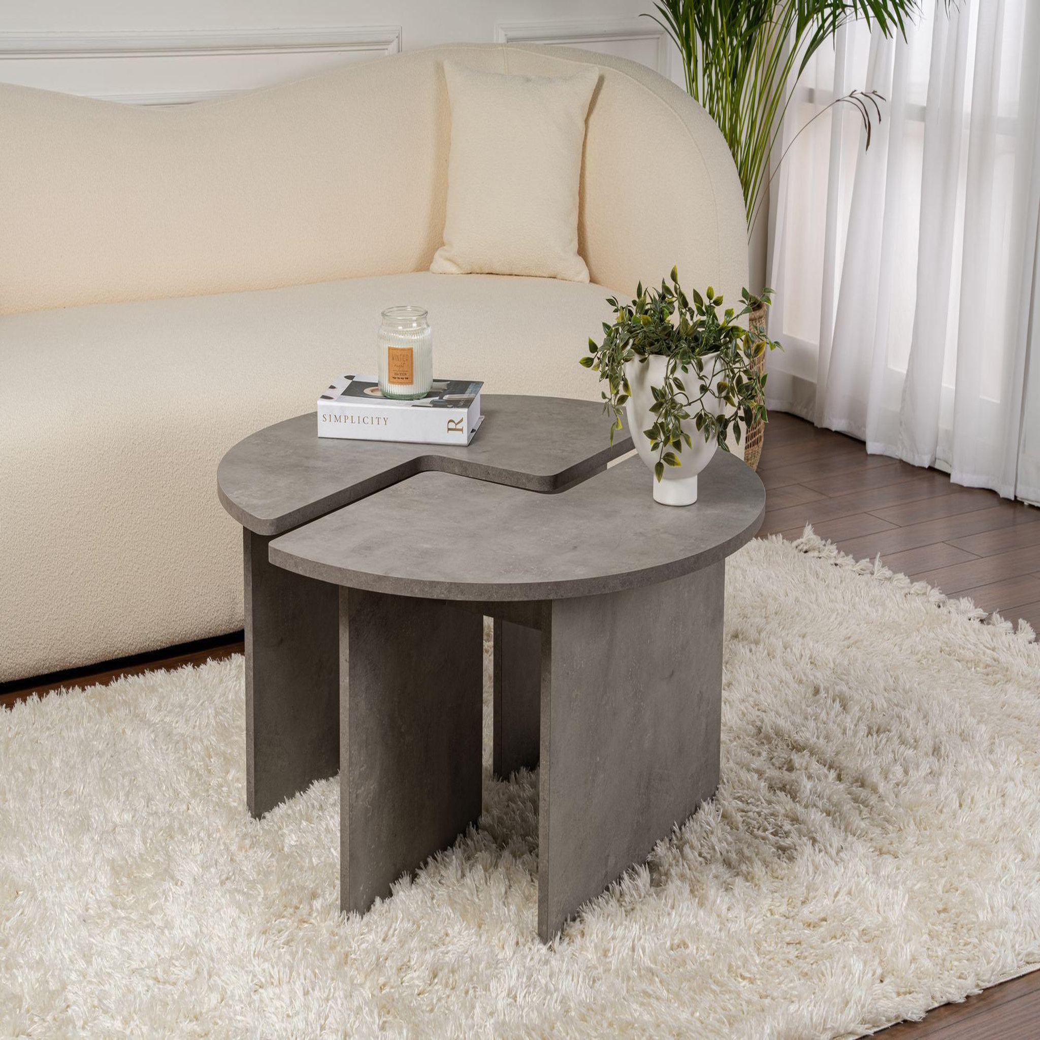 Voir la diapositive 2 : Habitat et Jardin Table basse en bois  moira  90 x 90 x 41 cm - gris béton