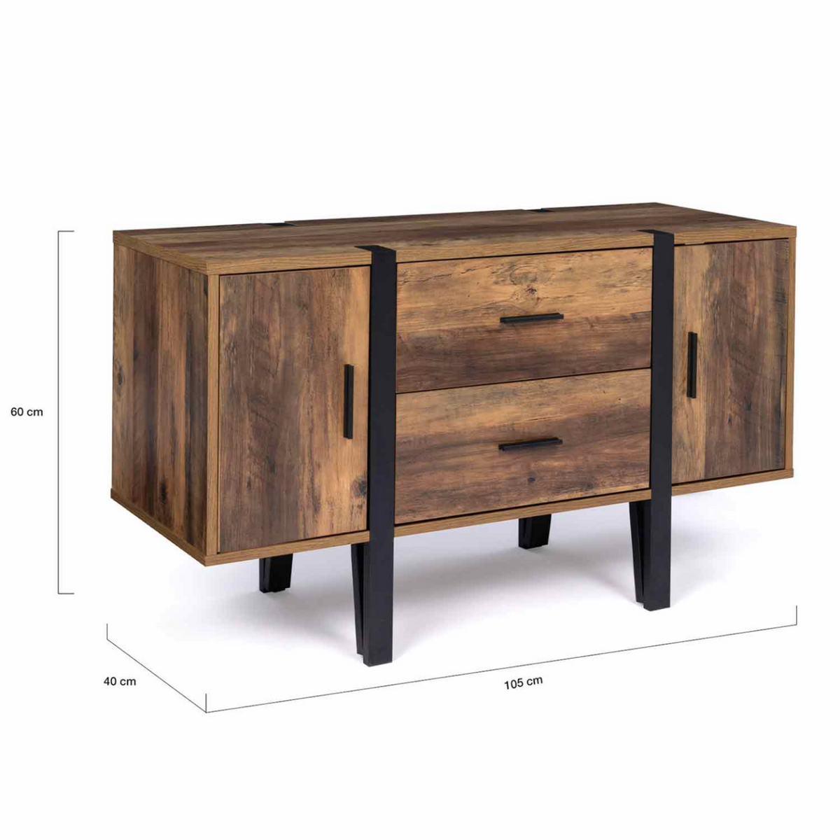 ID MARKET Buffet bas 105 cm AUSTRIA bois pied épingle