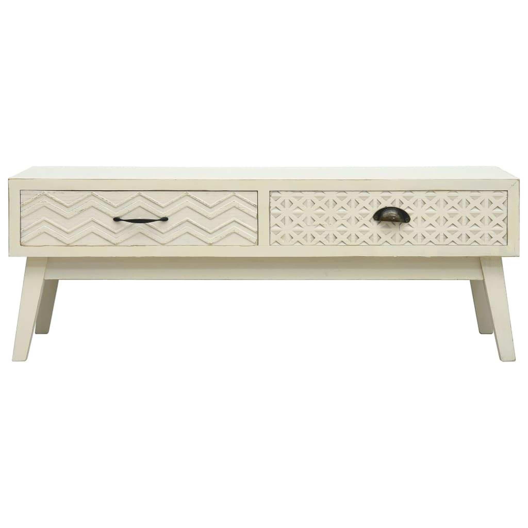 Voir la diapositive 2 : VIDAXL Table basse avec 2 tiroirs gris sculpte 110x50x40 cm bois
