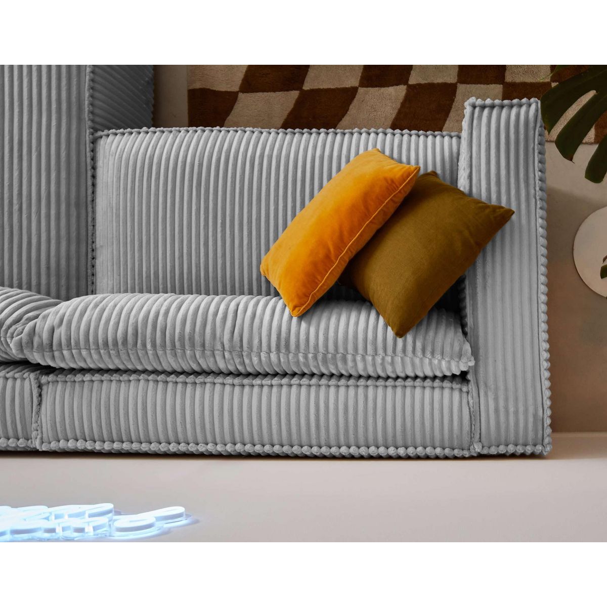 LISA DESIGN Ela - canapé d'angle droit - 4 places - en velours côtelé grosses côtes