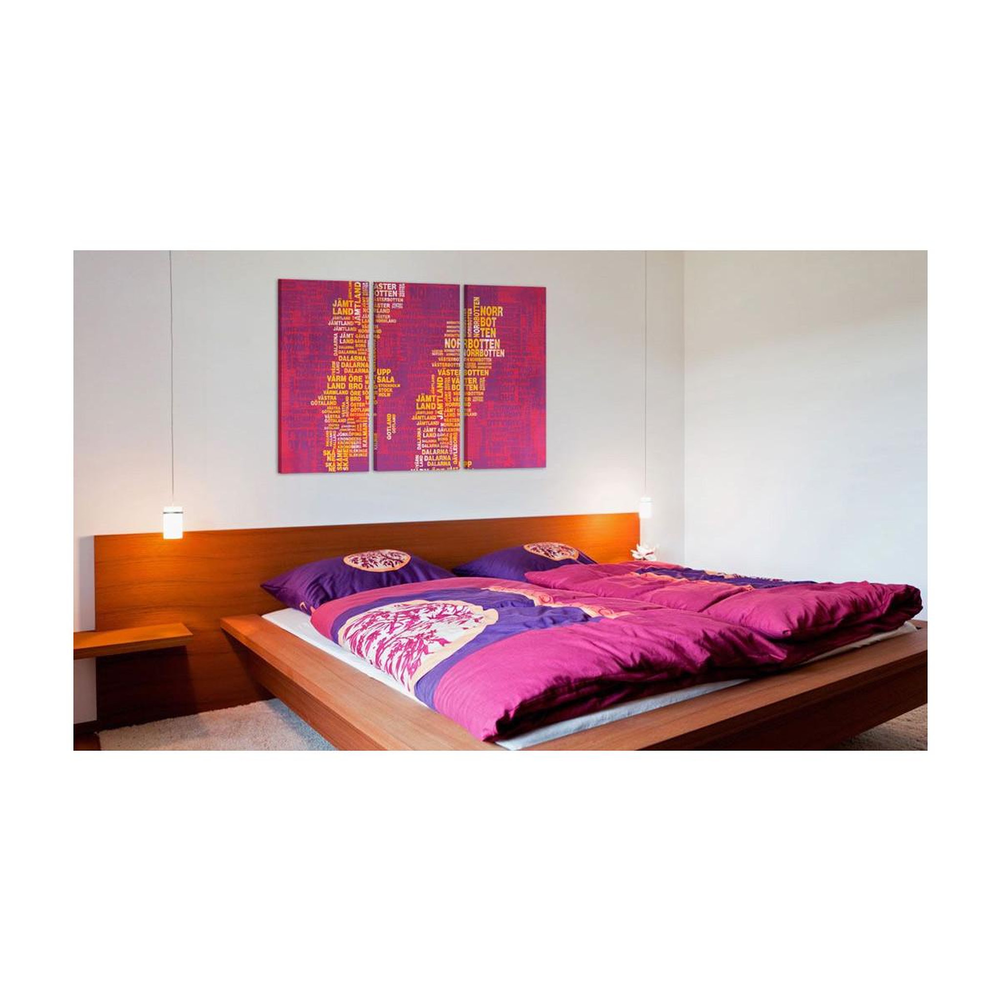 Voir la diapositive 2 : Paris Prix Tableau 3 Panneaux  Carte de la Suède sur Fond Rose