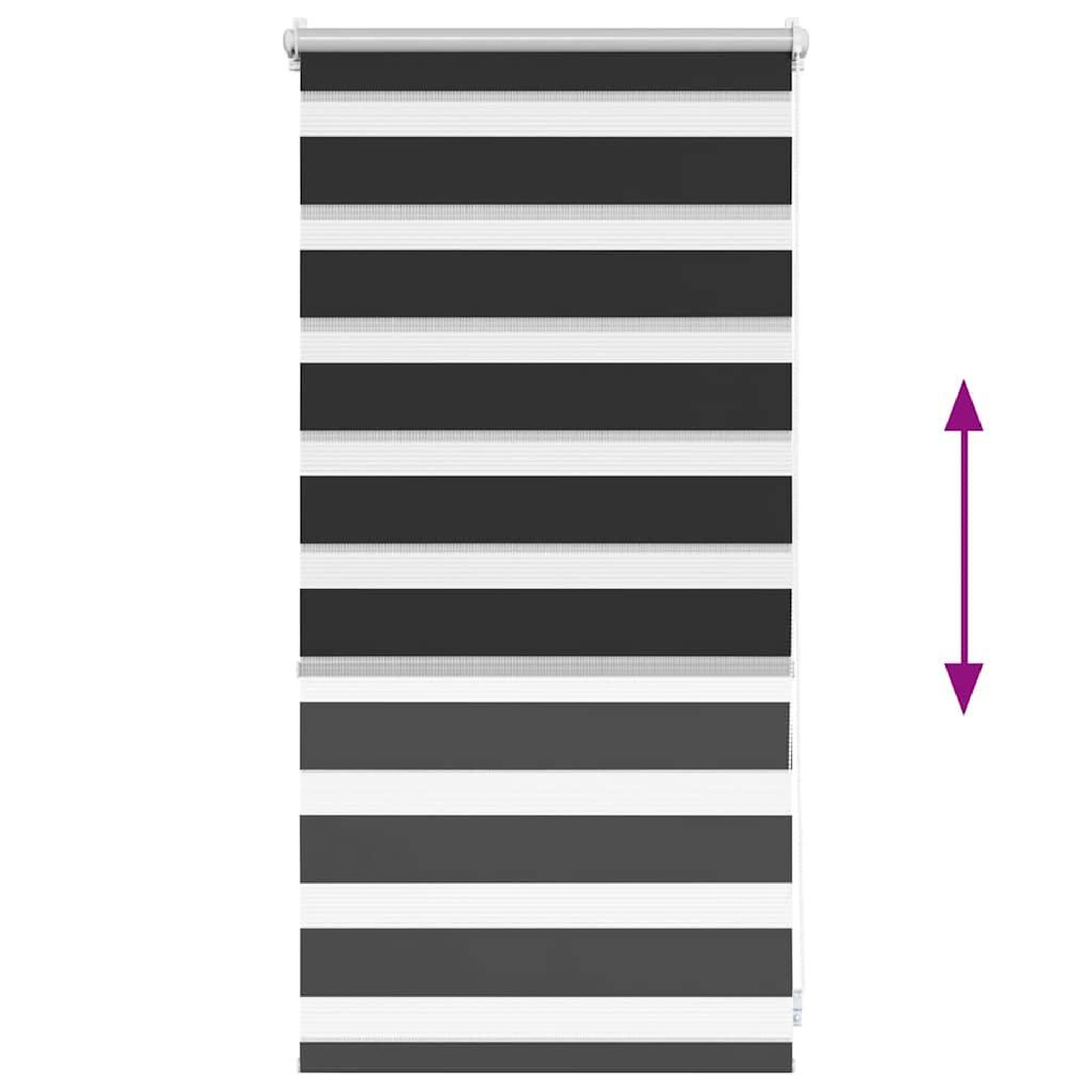 Voir la diapositive 5 : VIDAXL Store venitien zebre 40,9 x 100 cm, largeur du tissu 36,7 cm, noir