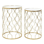 Paris Prix Lot de 2 Tables d'Appoint Gigognes  Dubai  55cm Or