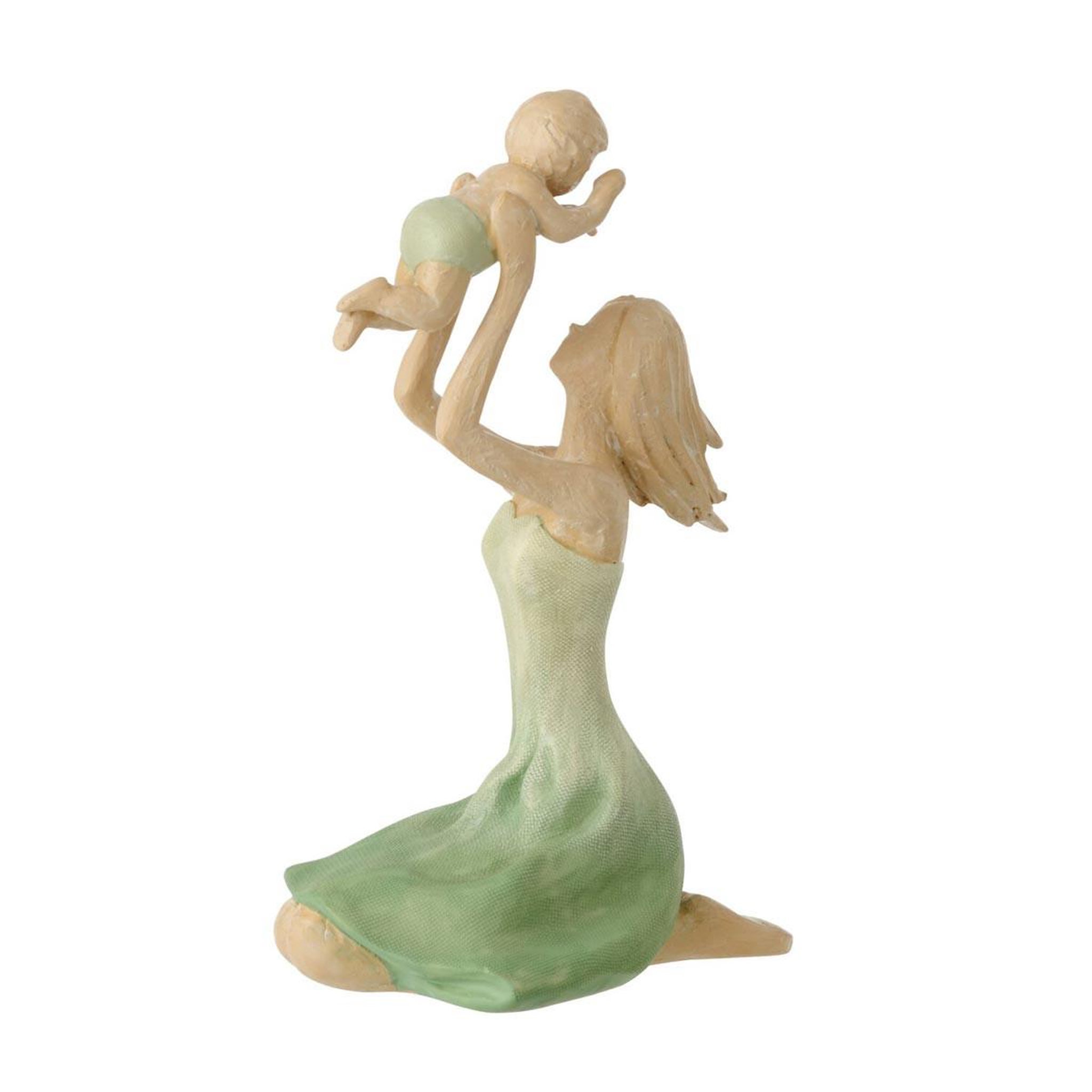 J-LINE Statuette déco mère & enfant  matcha  19cm vert