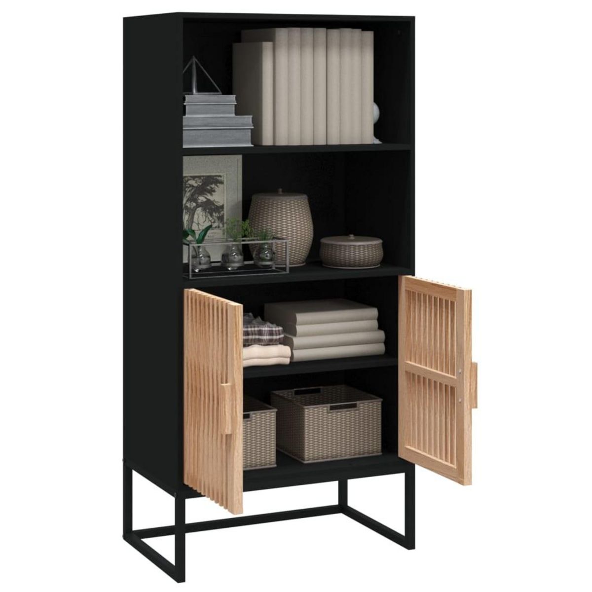 VIDAXL Buffet haut noir 60x35x125 cm bois d'ingenierie