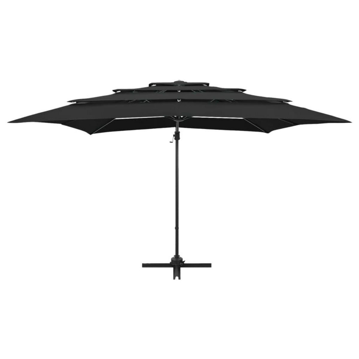 VIDAXL Parasol de jardin a 4 niveaux avec mat en aluminium noir