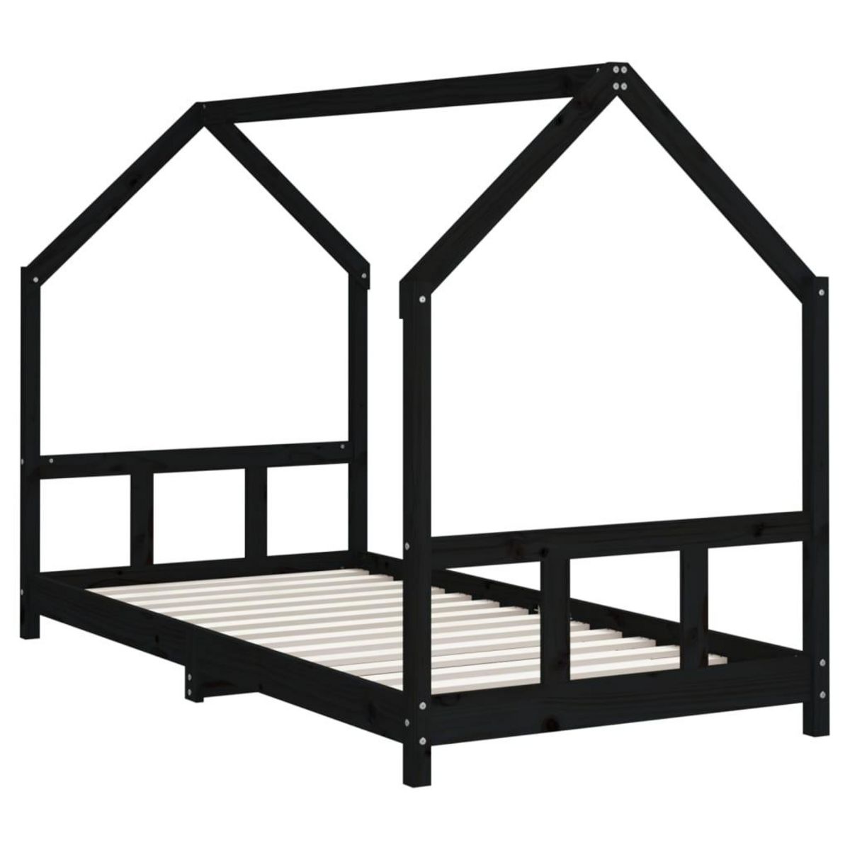 VIDAXL Cadre de lit pour enfants noir 90x190 cm bois de pin massif
