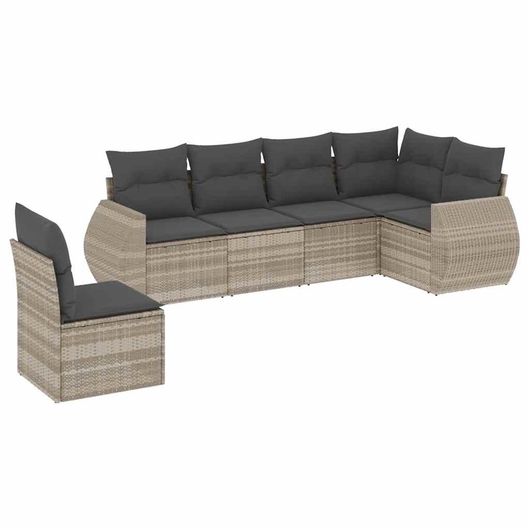 Voir la diapositive 2 : VIDAXL Salon de jardin 6 pcs avec coussins gris clair resine tressee