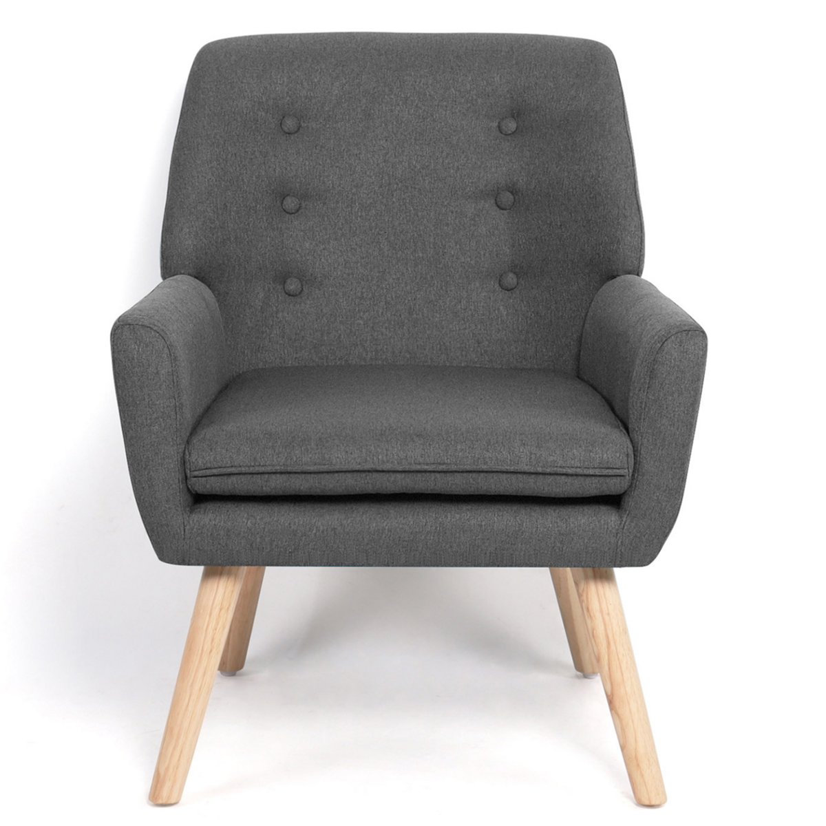 ID MARKET Fauteuil scandinave NAT en tissu gris anthracite