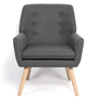 Voir la diapositive 3 : ID MARKET Fauteuil scandinave NAT en tissu gris anthracite