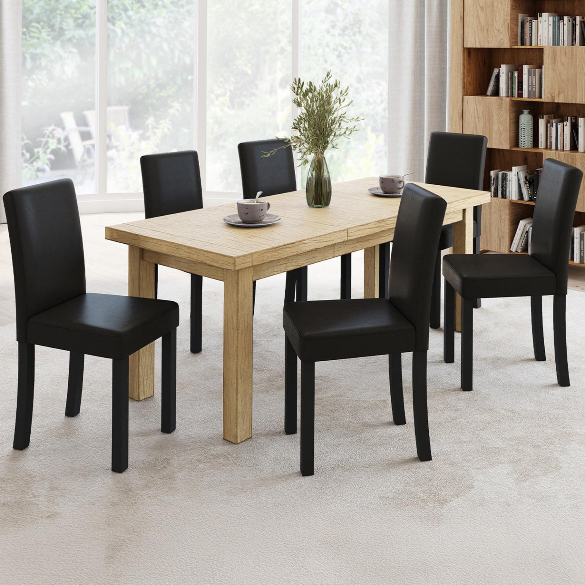 Voir la diapositive 2 : ID MARKET Lot de 6 chaises hannah noires pour salle à manger