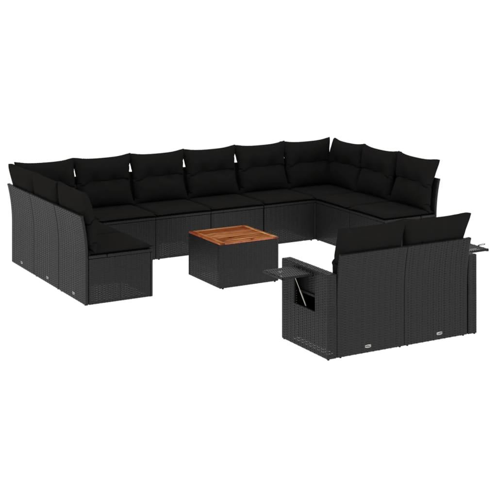 Voir la diapositive 2 : VIDAXL Salon de jardin avec coussins 13 pcs noir resine tressee