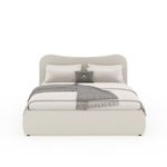 CONCEPT USINE Lit coffre 140x190cm design arrondi velours côtelé beige PLANO