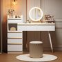 Voir la diapositive 4 : MERAX Coiffeuse coloris blanc panneaux de particules
