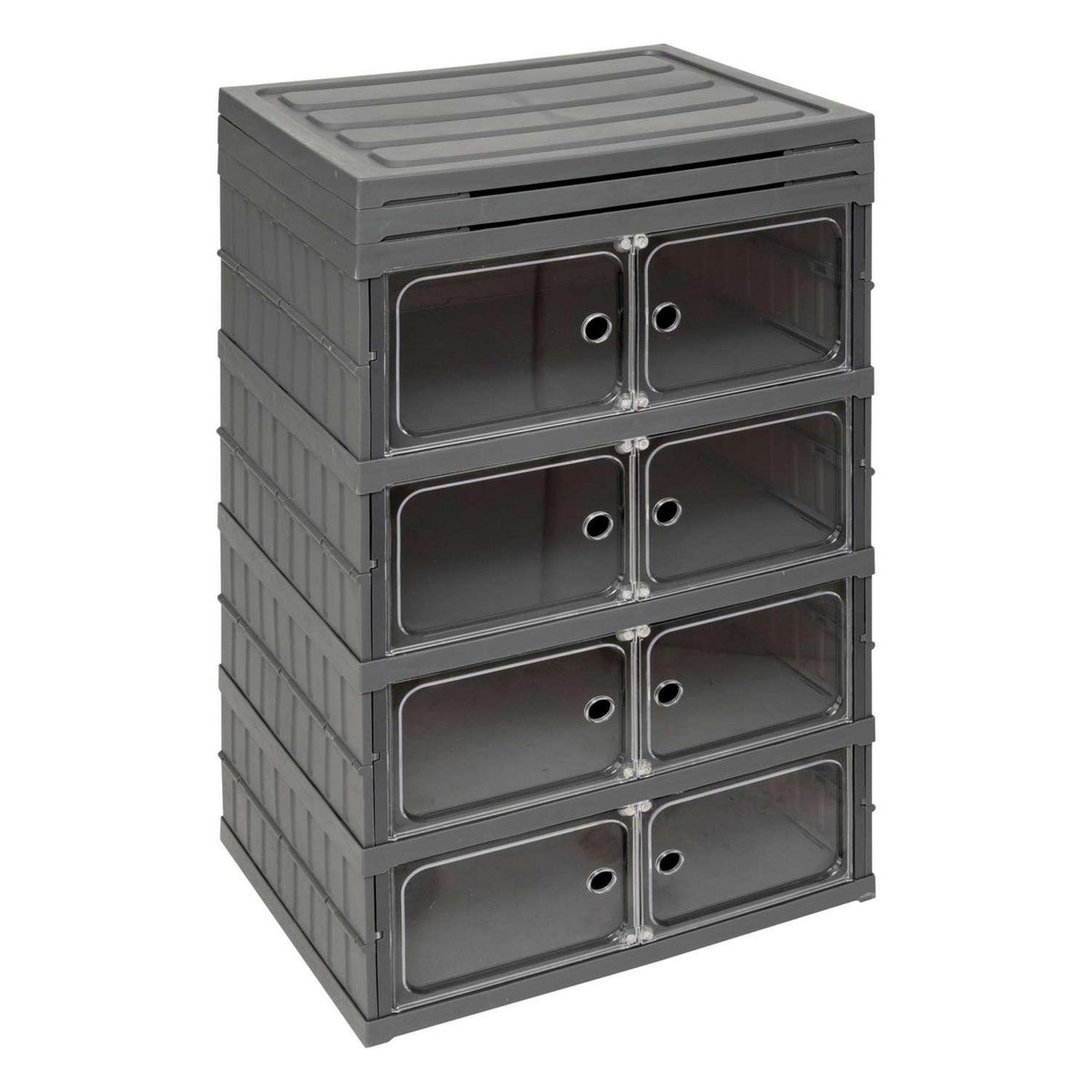 FIVE Tour de rangement pliable avec 6 étages en plastique - Gris