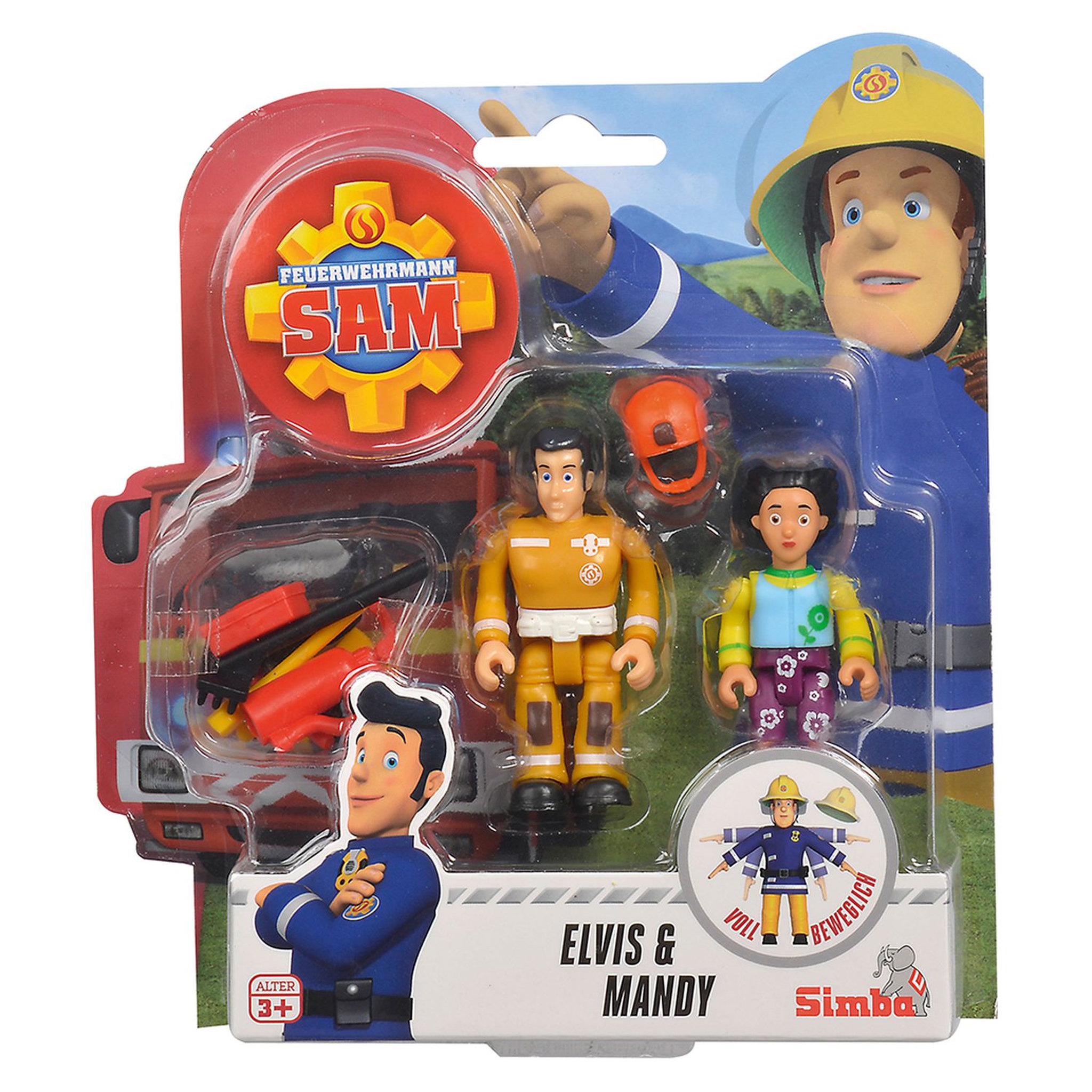 Voir la diapositive 2 : SMOBY Lot de 2 figurines articulées 7.5cm thème Sam le Pompier
