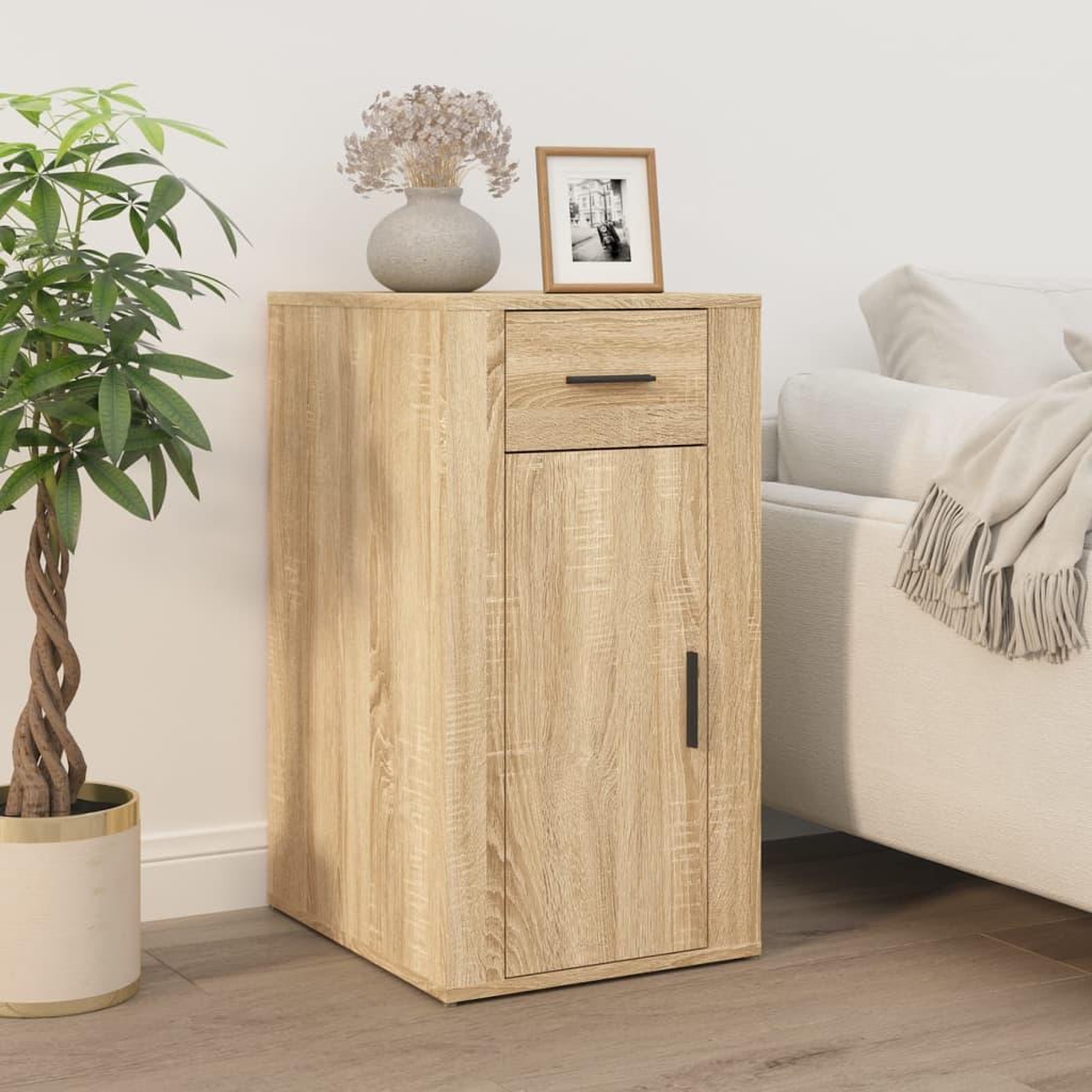 Voir la diapositive 4 : VIDAXL Bureau avec armoire chene sonoma bois d'ingenierie