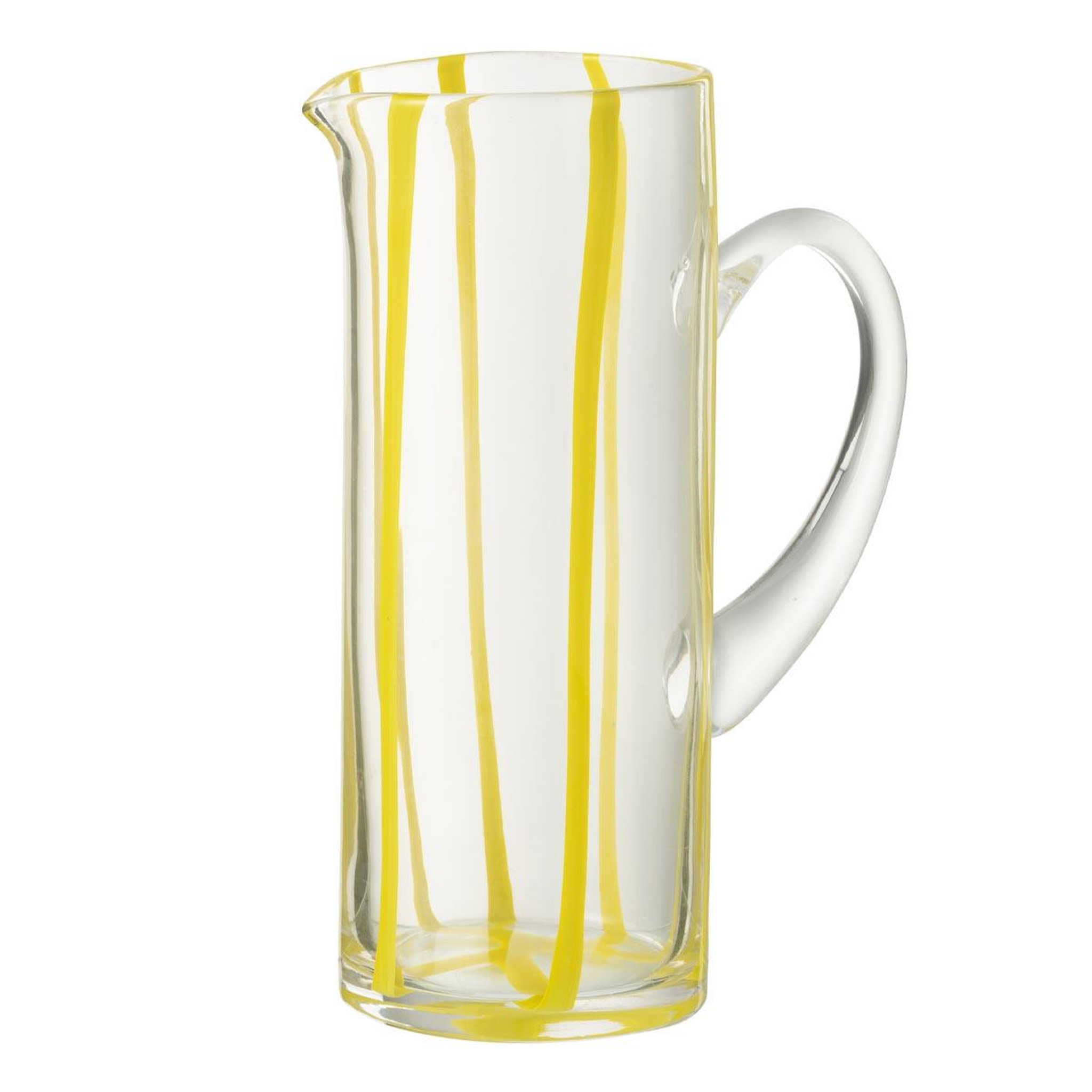 J-LINE Carafe rayures en verre  ophelie  25cm jaune
