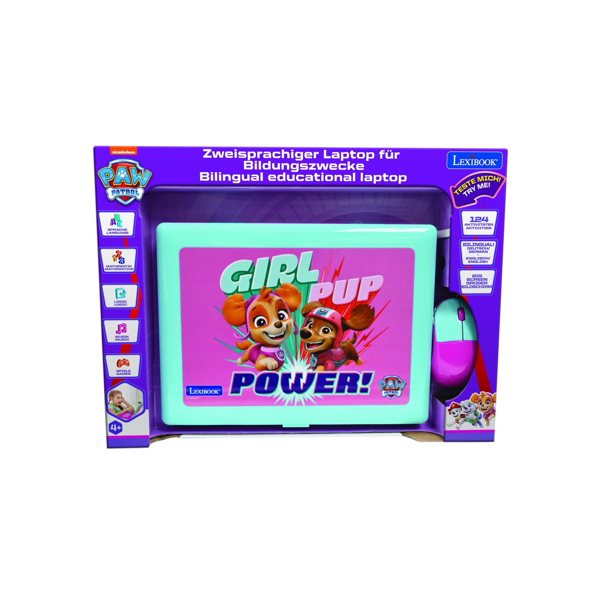 Lexibook Ordinateur portable éducatif bilingue La Pat Patrouille Girly (EN/DE)