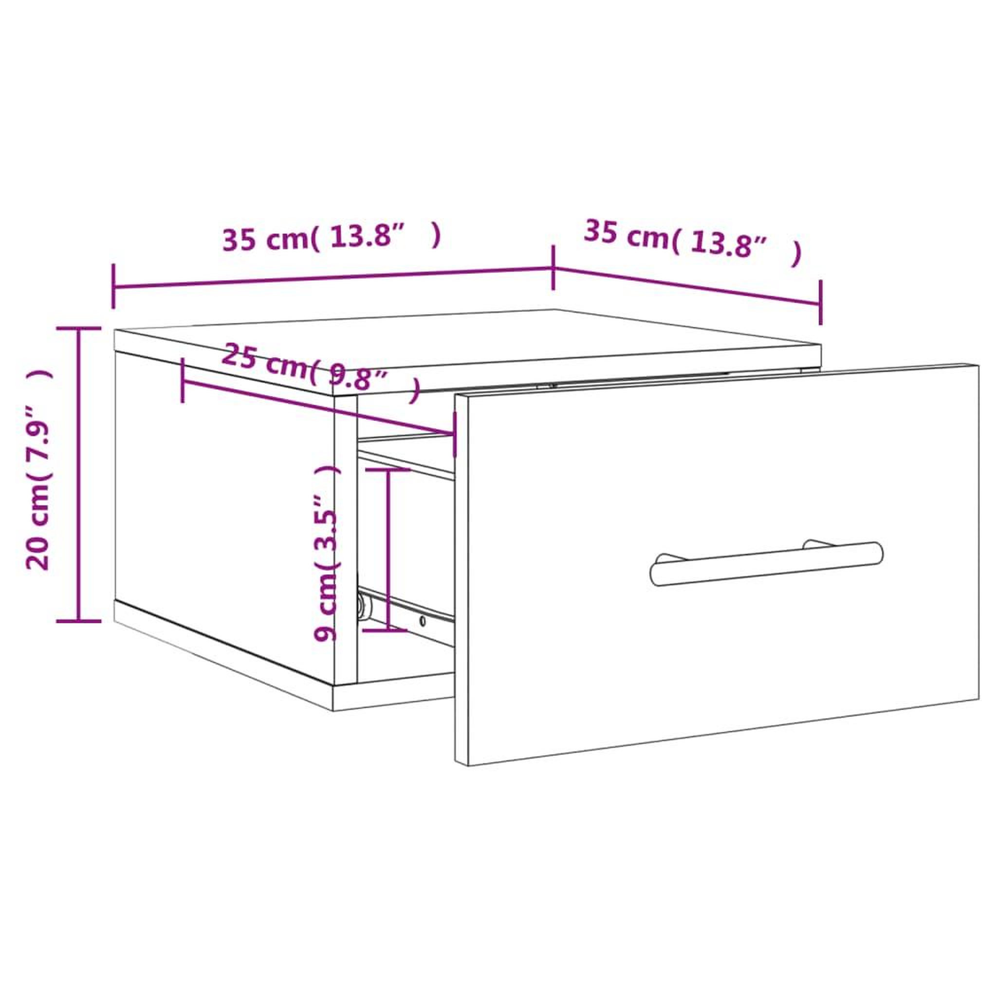 Voir la diapositive 6 : VIDAXL Tables de chevet murales 2 pcs gris beton 35x35x20 cm