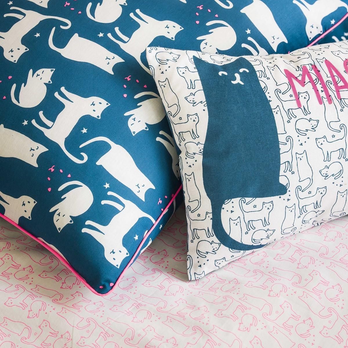 FUTURE HOME Coussin enfant imprimé chat en coton 30x50cm MIAOU