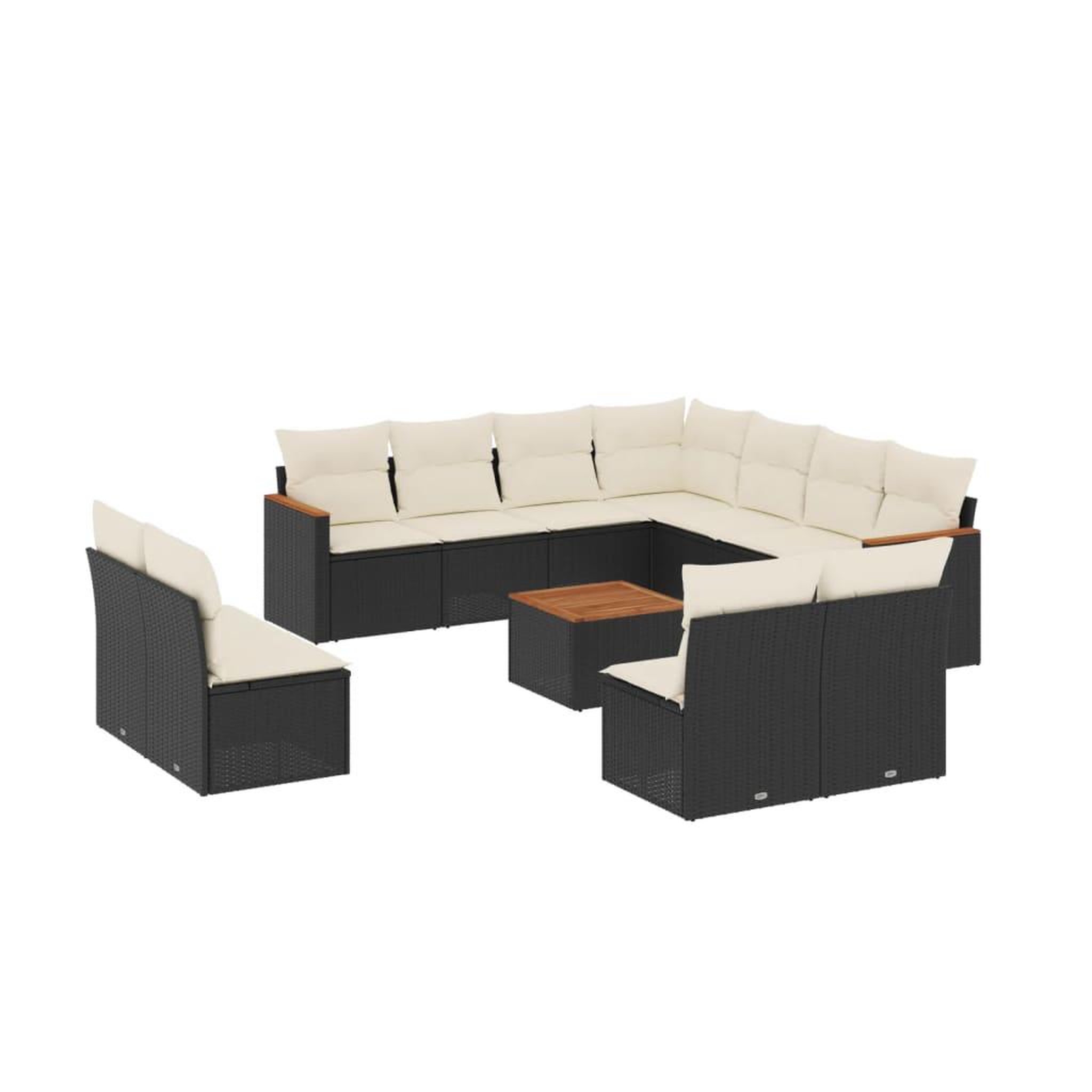 Voir la diapositive 2 : VIDAXL Salon de jardin 12 pcs avec coussins noir resine tressee