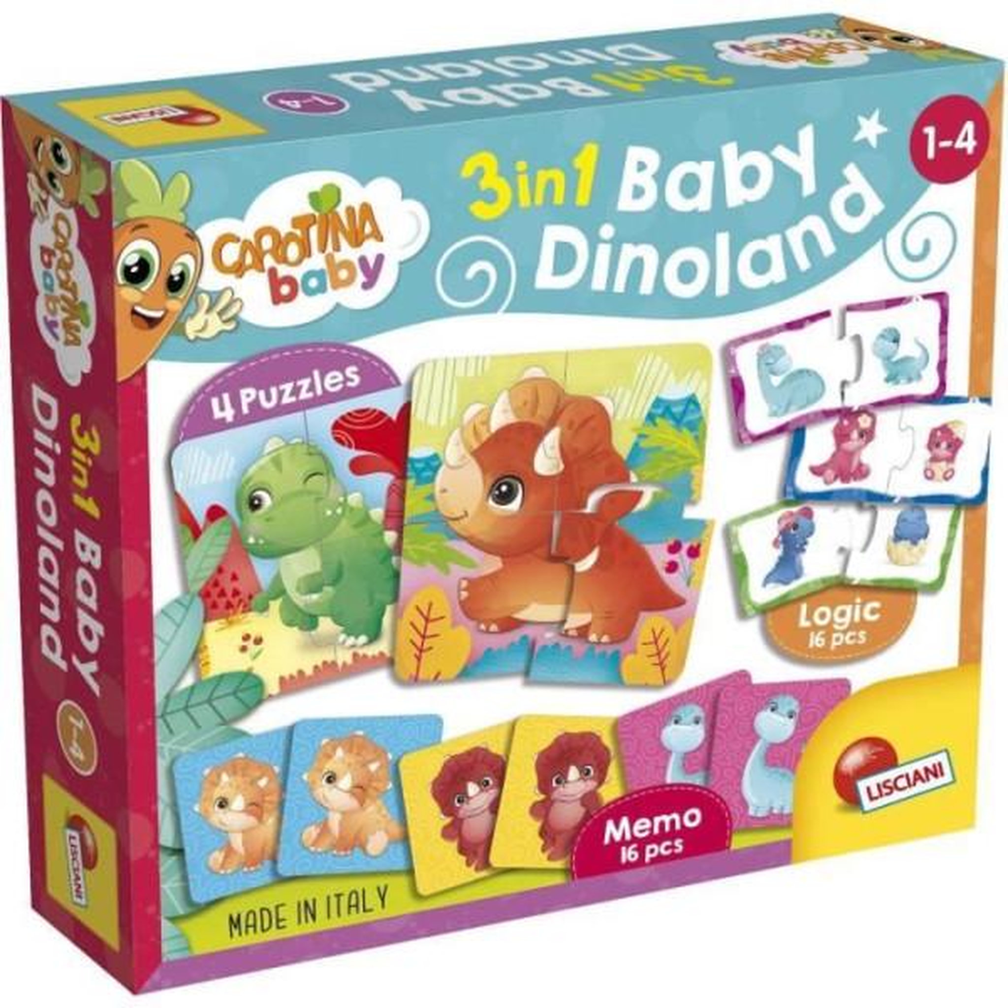 LISCIANI GIOCHI Dinoland - Jeux éducatifs - CAROTINA BABY - Puzzles, Mémo, Associations