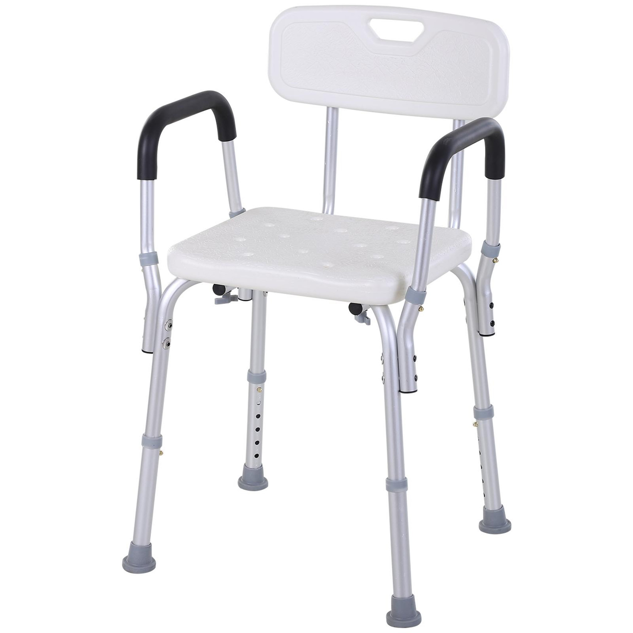 HOMCOM Chaise de douche siège de douche ergonomique hauteur réglable pieds antidérapants charge max. 135 kg alu hdpe blanc