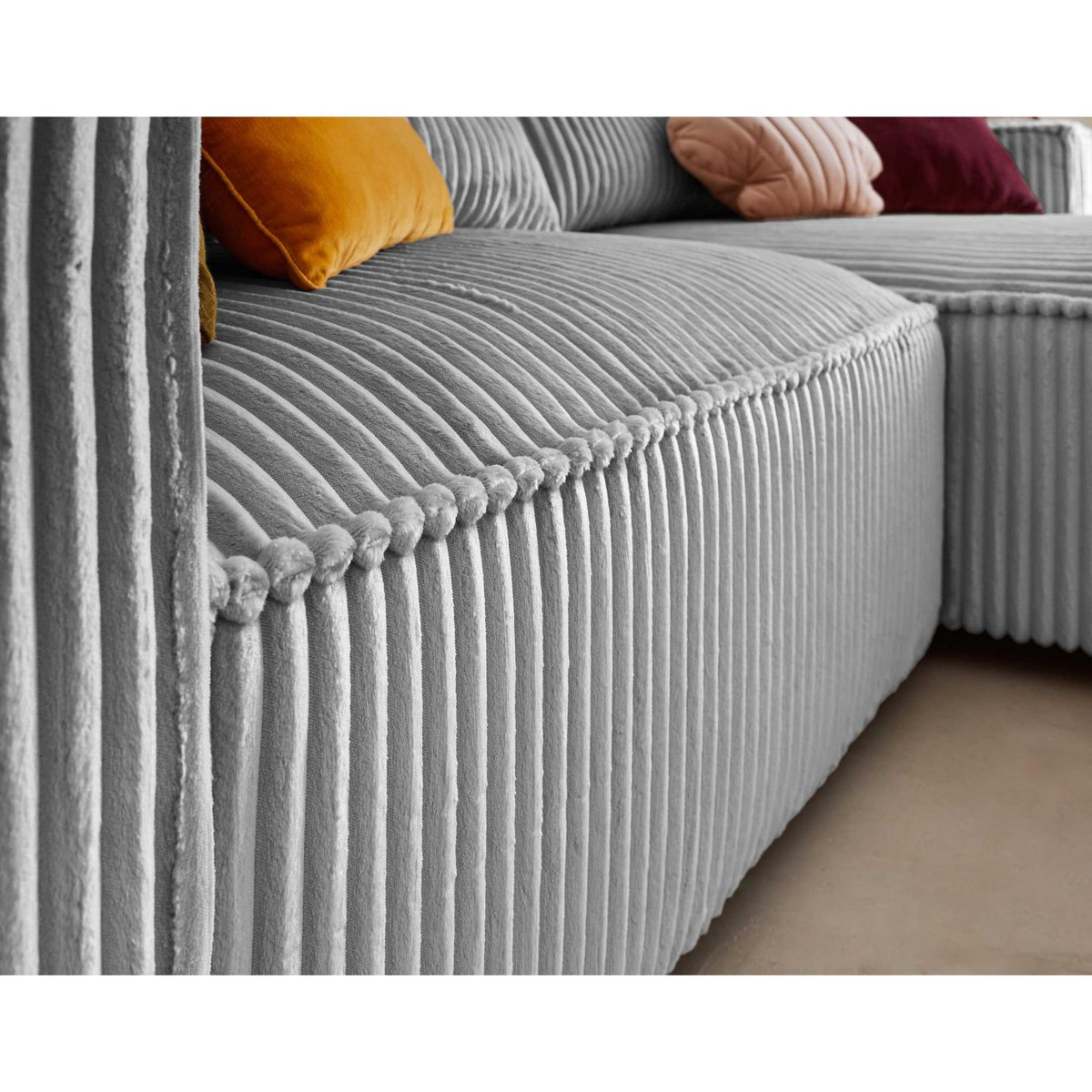 LISA DESIGN Ela - canapé d'angle droit - 4 places - en velours côtelé grosses côtes