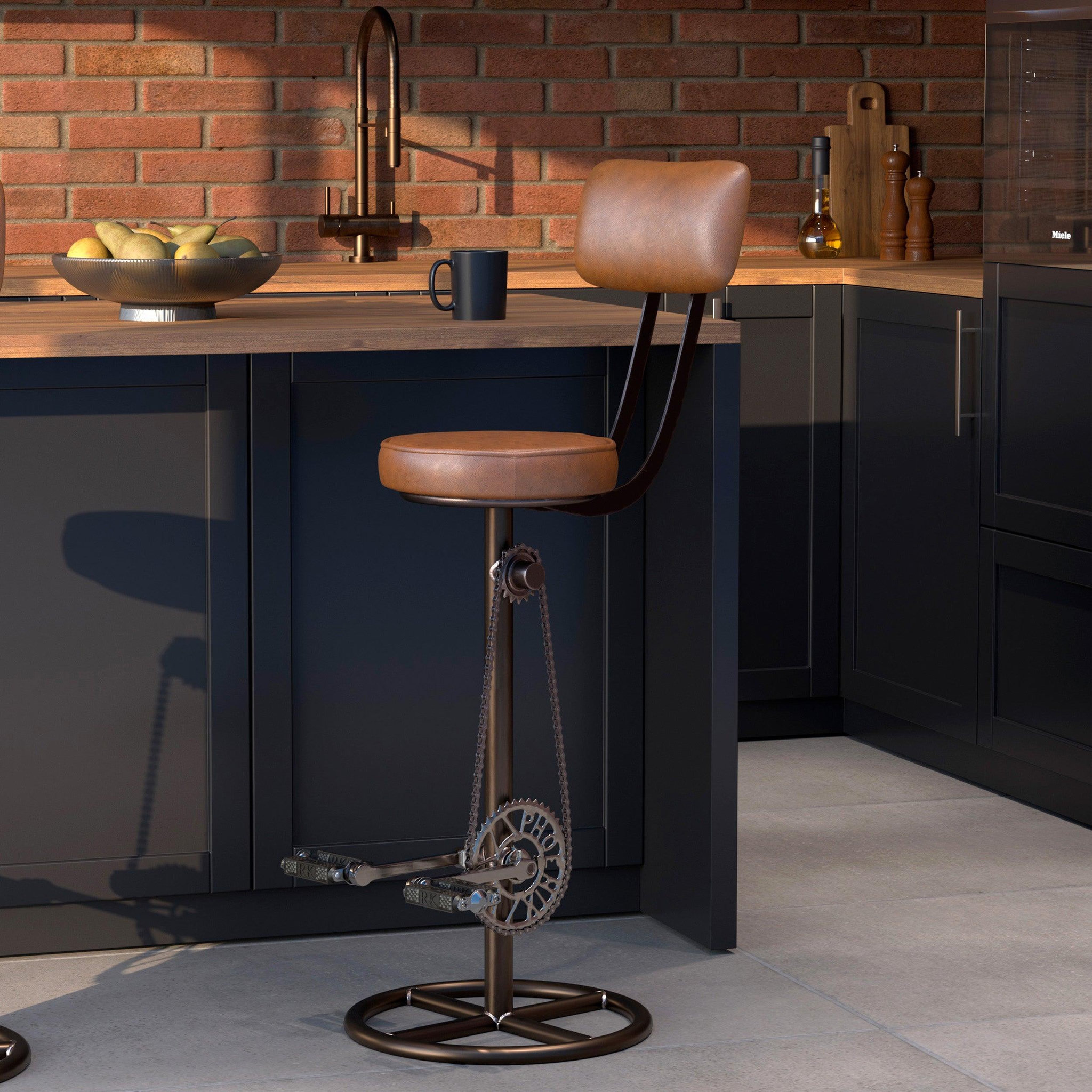 Voir la diapositive 2 : MAISON PAVANE Chaise de bar 76 cm en cuir avec dossier-phoenix