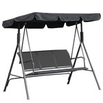 OUTSUNNY Balancelle de jardin 3 places grand confort toit imperméabilisé inclinaison réglable assise et dossier ergonomique acier textilène gris