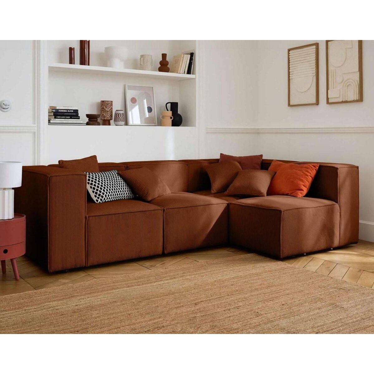 LISA DESIGN Arty - canapé modulable d'angle droit 4 places - en velours côtelé