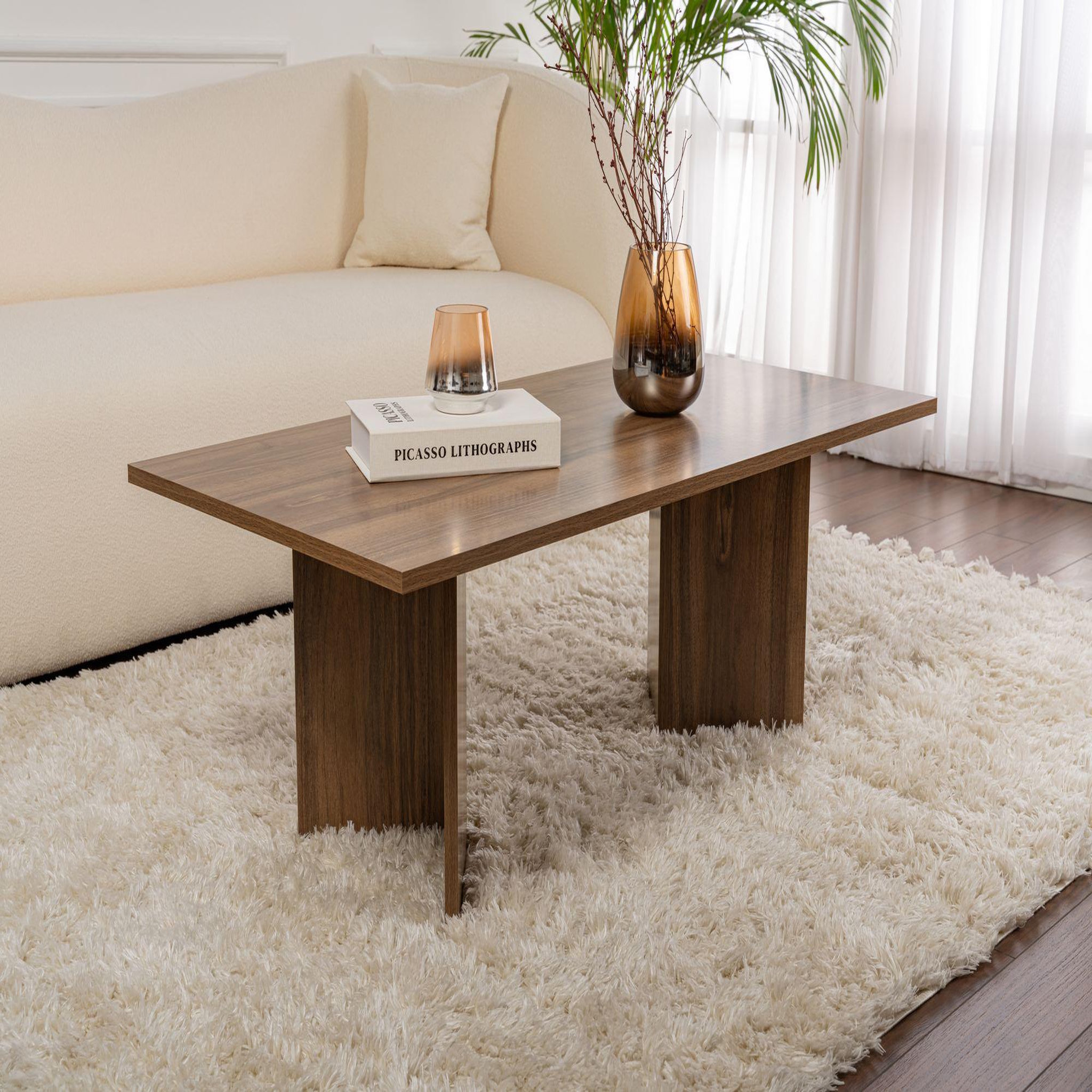 Voir la diapositive 2 : Habitat et Jardin Table basse en bois  sabin  - 60 x 119 x 40 cm - noyer