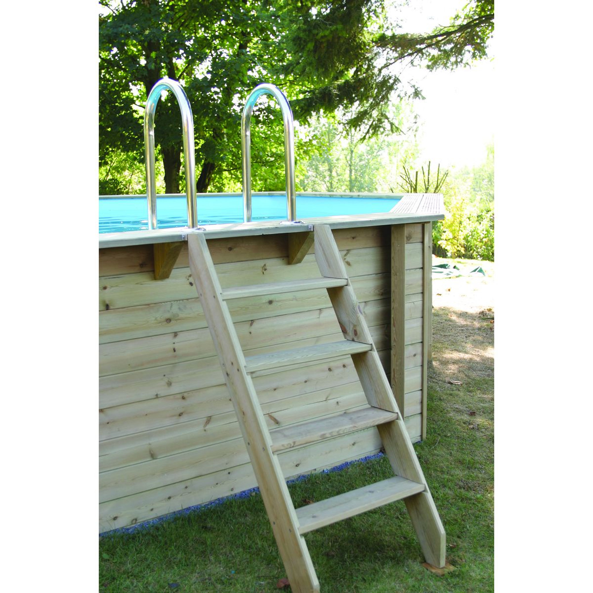 Voir la diapositive 4 : UBBINK Piscine hors sol bois rectangulaire - 350x505x126cm - Liner Bleu -AZURA