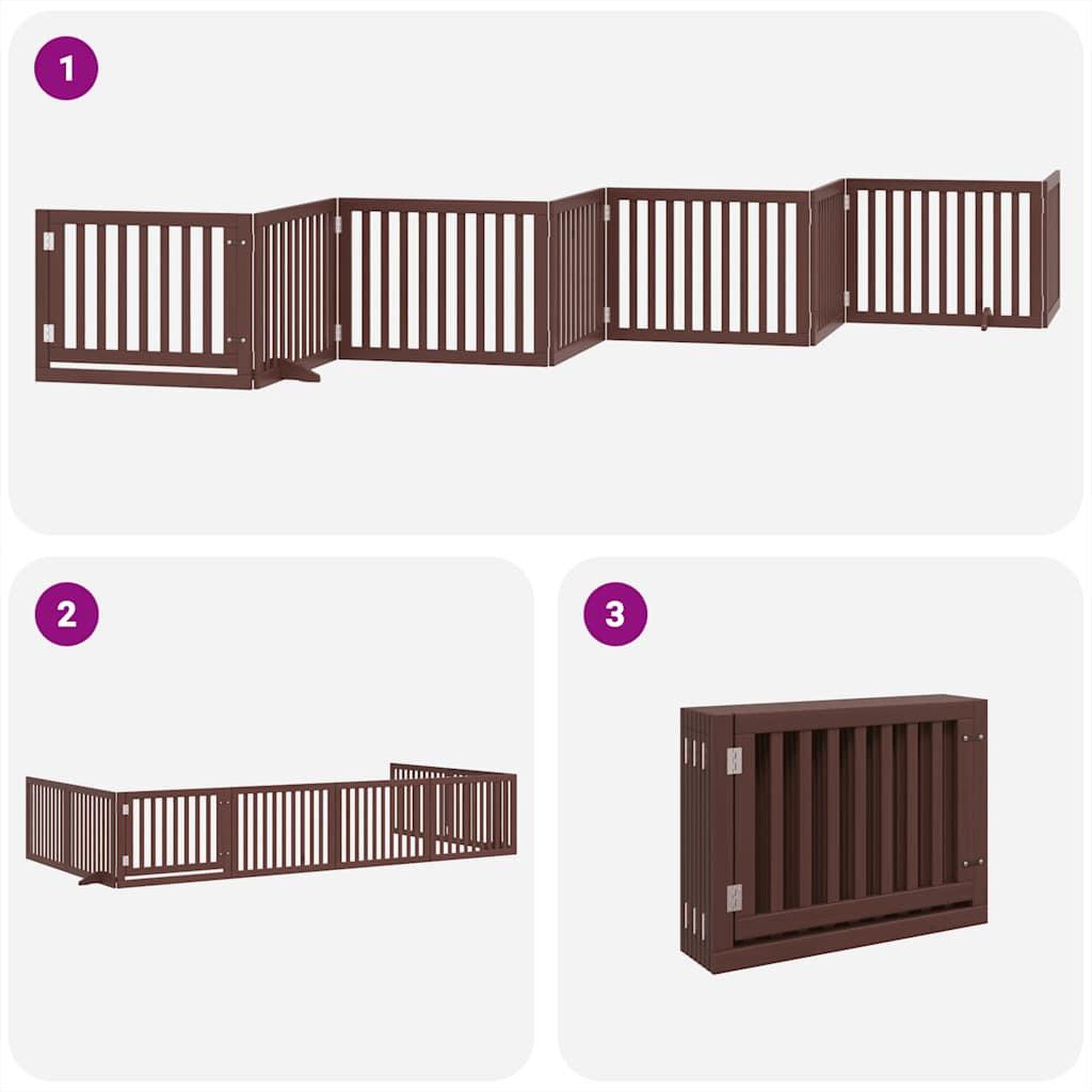 Voir la diapositive 5 : VIDAXL Barriere pour chien porte pliable 8 panneaux bois de peuplier